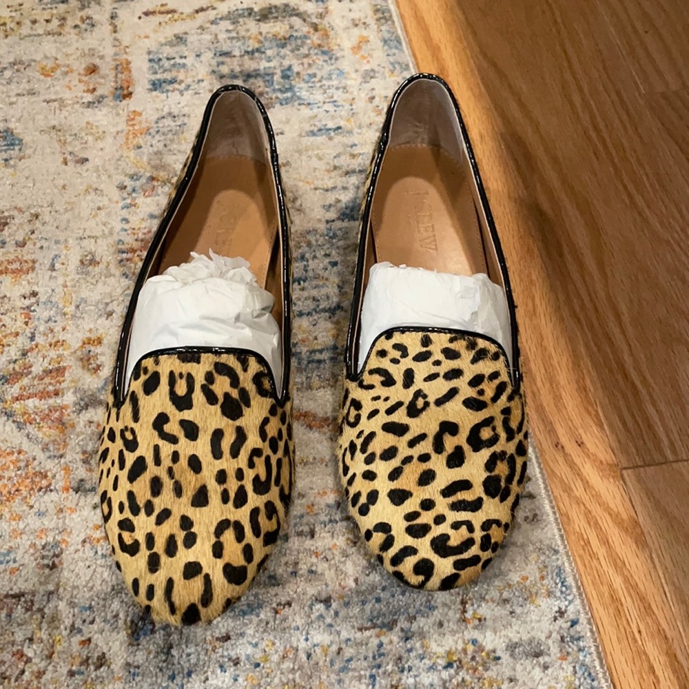J Crew leopard loafers